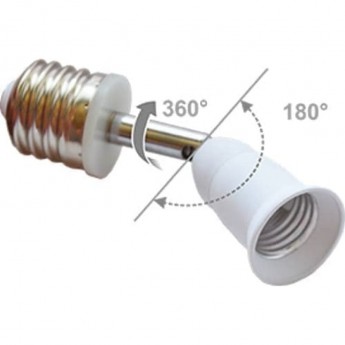 Переходник ECOLA BASE A7T17WEAY с цоколя E27 на E27 на шарнире 360°/180° 45мм без выключателя, белый