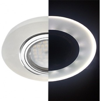 Светильник ECOLA MR16 LD1650 GU5.3 Glass Стекло с подсветкой Круг Матовый / Хром 25x95 (кd74)