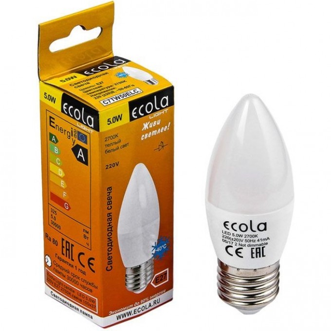 Светодиодная лампа ECOLA CANDLE LED N7CV50ELC